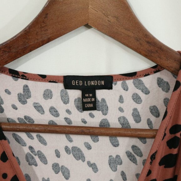 QED London Women’s Animal Print Wrap Dress Long Sleeve UK 10 (US 6) - Picture 4 of 8